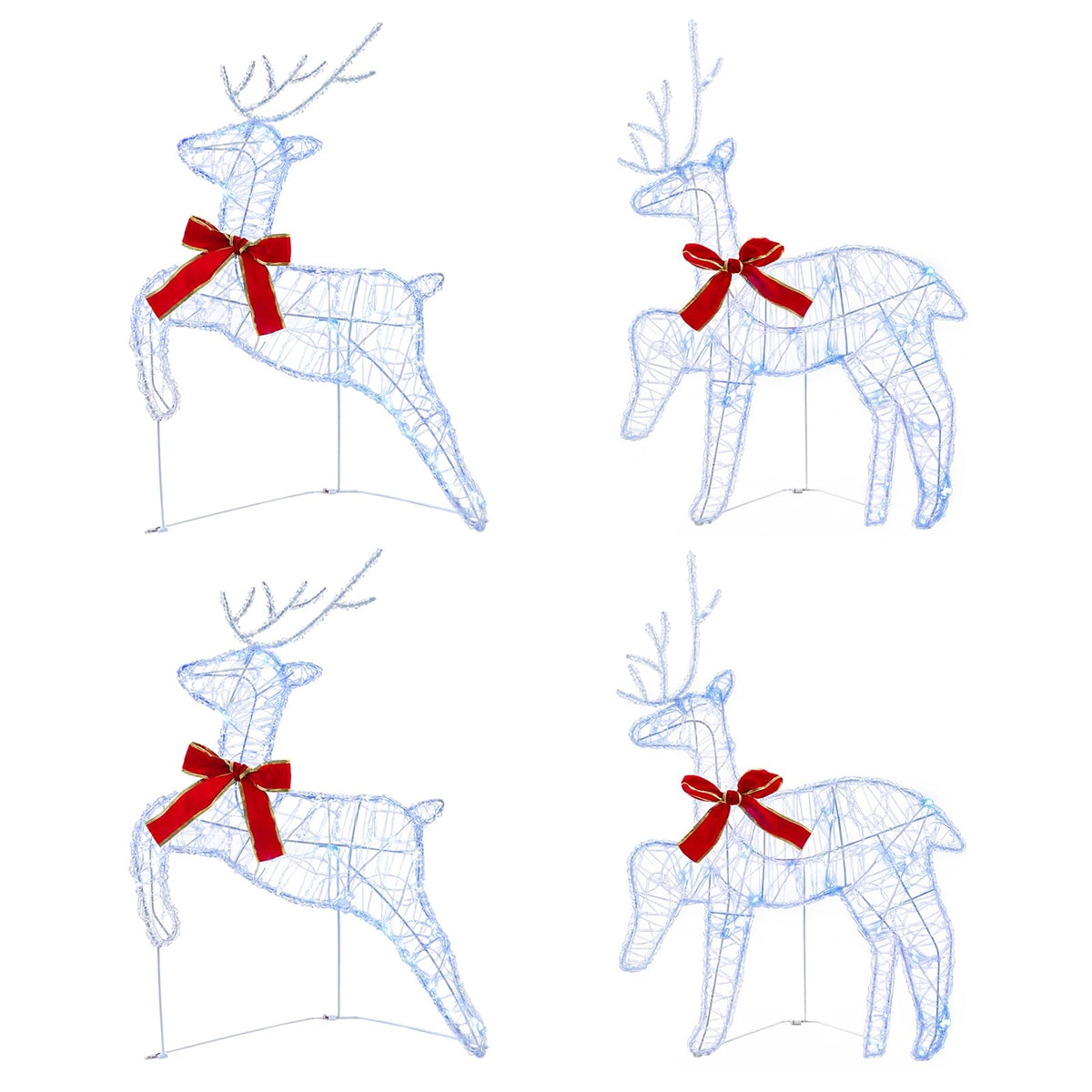 vidaXL Christmas Reindeer 4 pcs 80 LEDs Blue 43 x 19 x 65 cm