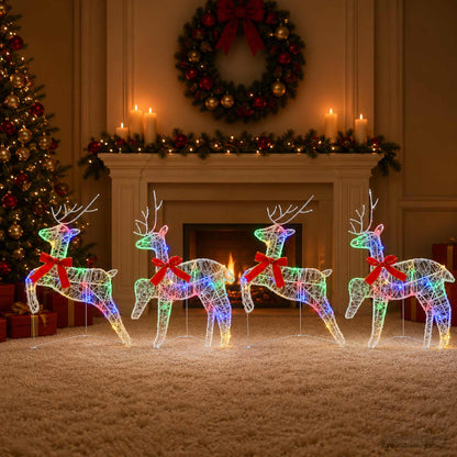 vidaXL Christmas Reindeer 4 pcs 80 LEDs Multicolour 43 x 19 x 65 cm