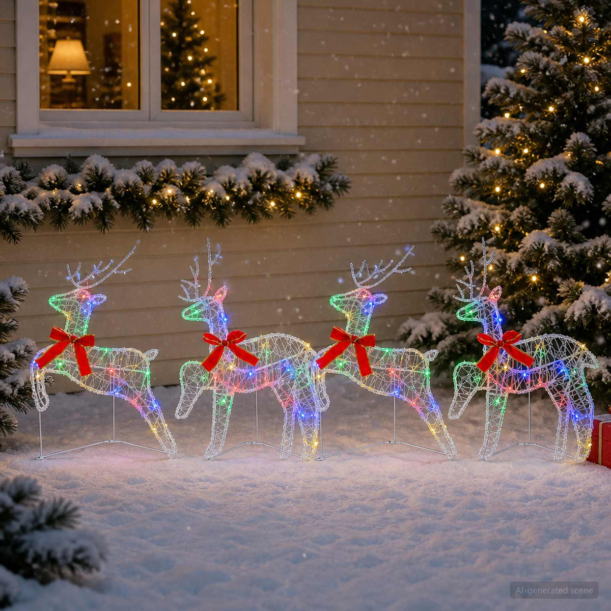 vidaXL Christmas Reindeer 4 pcs 80 LEDs Multicolour 43 x 19 x 65 cm