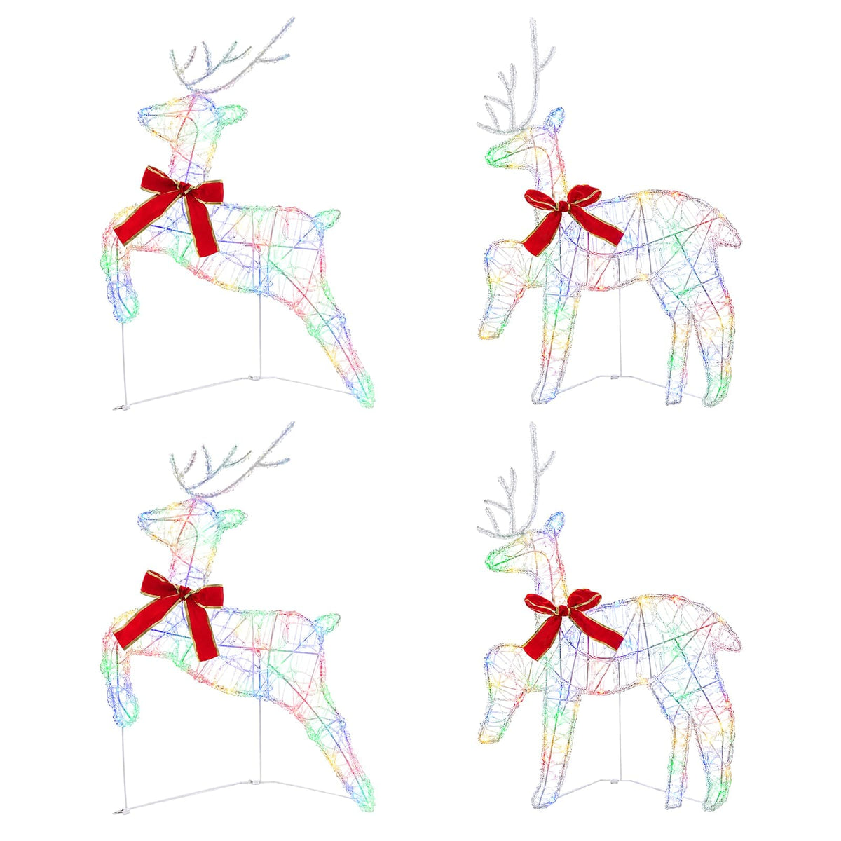 vidaXL Christmas Reindeer 4 pcs 80 LEDs Multicolour 43 x 19 x 65 cm
