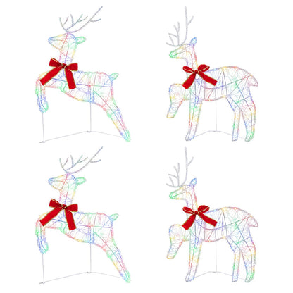 vidaXL Christmas Reindeer 4 pcs 80 LEDs Multicolour 43 x 19 x 65 cm
