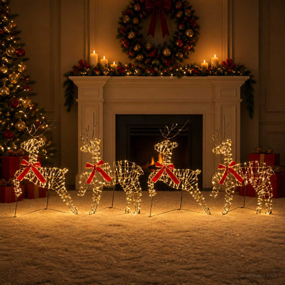 vidaXL Christmas Reindeer 4 pcs 80 LEDs Warm White 43 x 19 x 65 cm