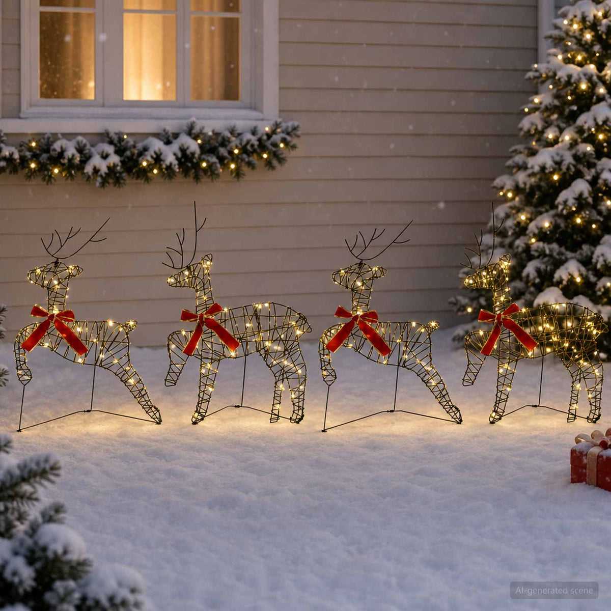 vidaXL Christmas Reindeer 4 pcs 80 LEDs Warm White 43 x 19 x 65 cm