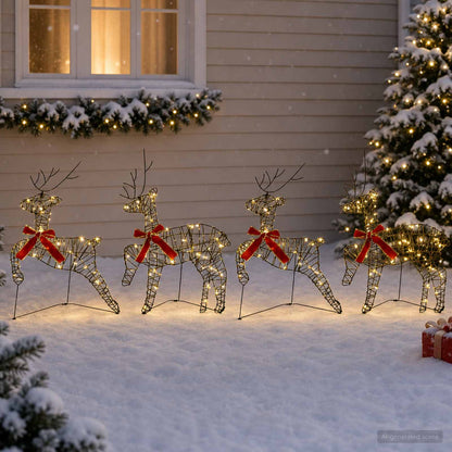 vidaXL Christmas Reindeer 4 pcs 80 LEDs Warm White 43 x 19 x 65 cm