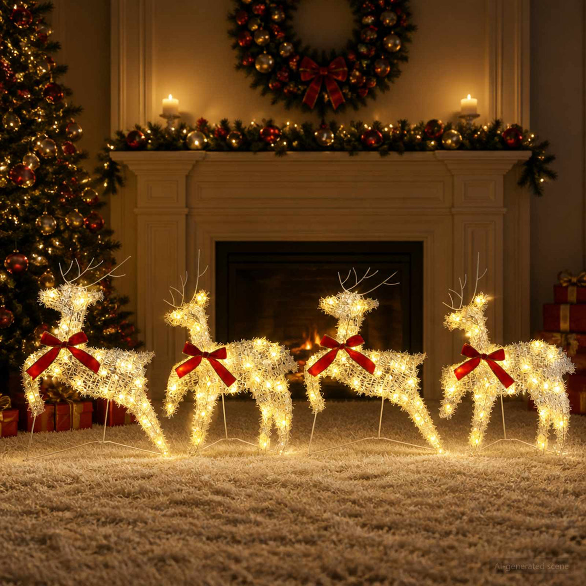 vidaXL Christmas Reindeer 4 pcs 80 LEDs Warm White 43 x 19 x 65 cm