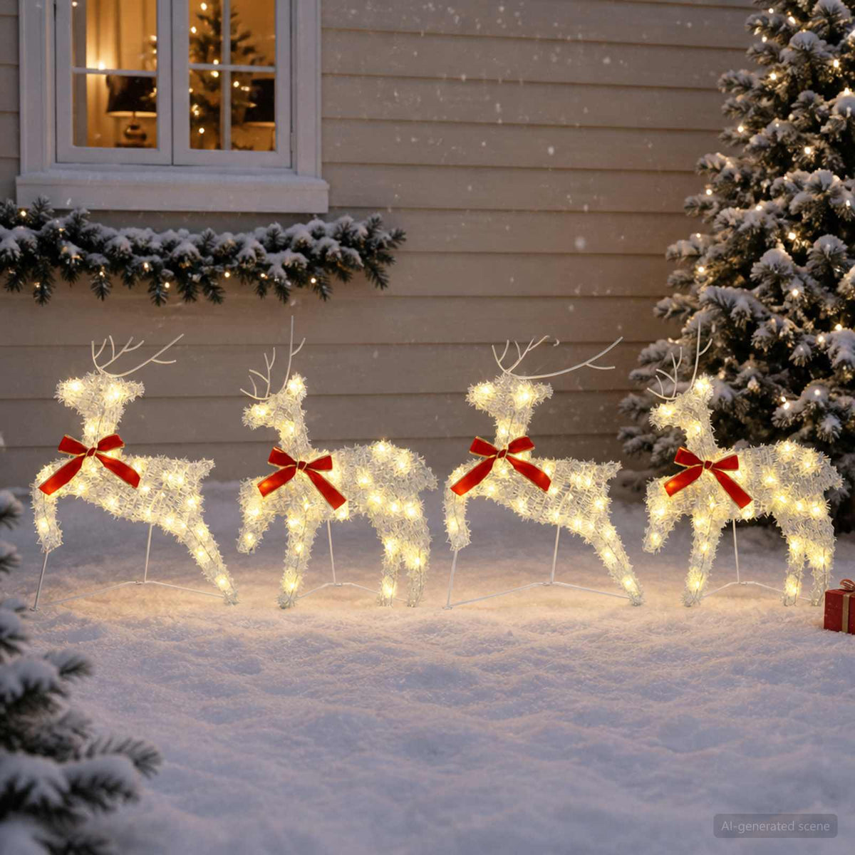 vidaXL Christmas Reindeer 4 pcs 80 LEDs Warm White 43 x 19 x 65 cm