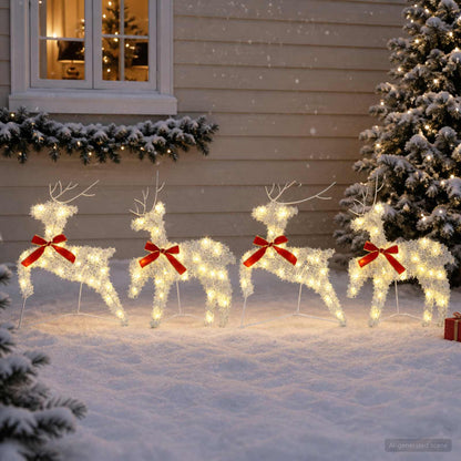 vidaXL Christmas Reindeer 4 pcs 80 LEDs Warm White 43 x 19 x 65 cm