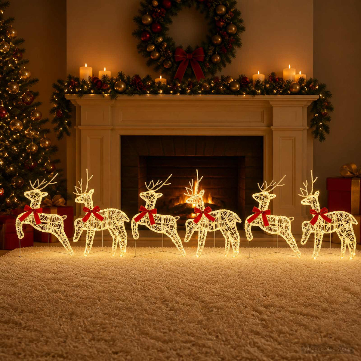 vidaXL Christmas Reindeer 6 pcs 80 LEDs Warm White 43 x 19 x 65 cm