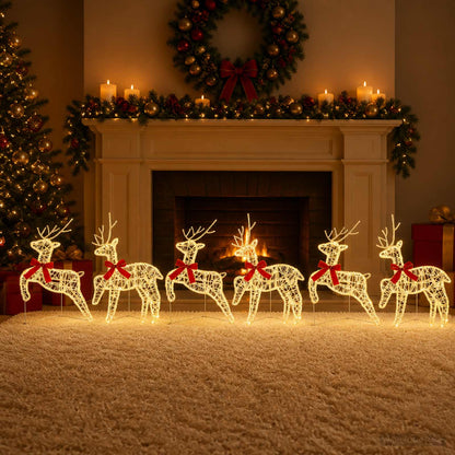vidaXL Christmas Reindeer 6 pcs 80 LEDs Warm White 43 x 19 x 65 cm