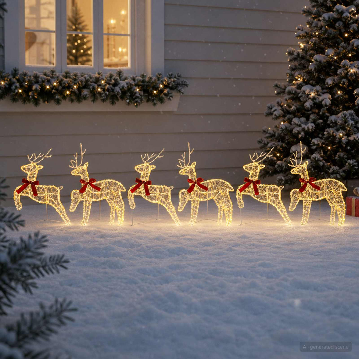 vidaXL Christmas Reindeer 6 pcs 80 LEDs Warm White 43 x 19 x 65 cm