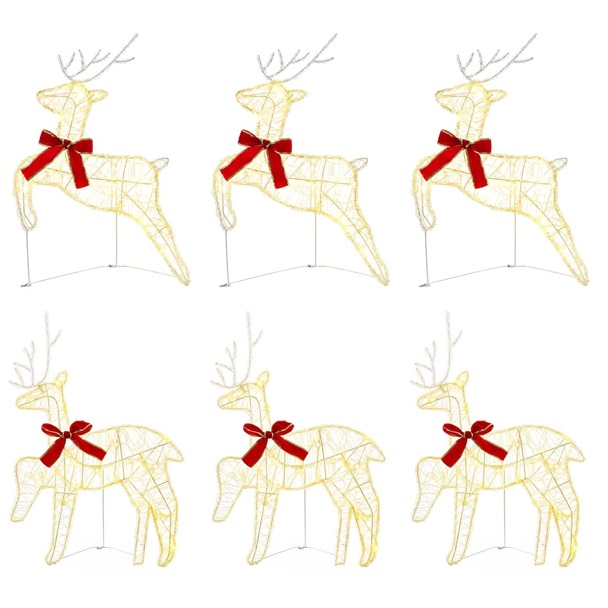 vidaXL Christmas Reindeer 6 pcs 80 LEDs Warm White 43 x 19 x 65 cm