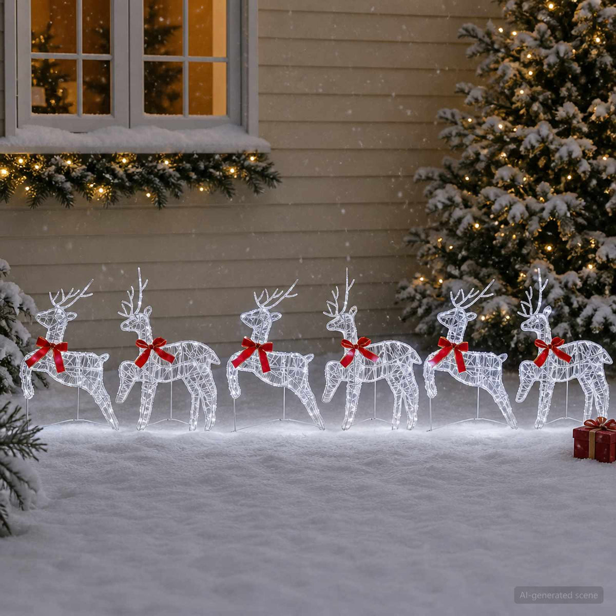 vidaXL Christmas Reindeer 6 pcs 80 LEDs Cold White 43 x 19 x 65 cm