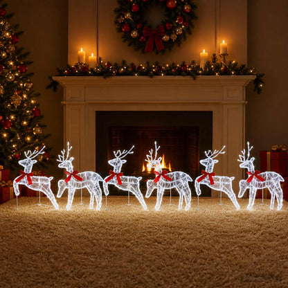 vidaXL Christmas Reindeer 6 pcs 80 LEDs Cold White 43 x 19 x 65 cm
