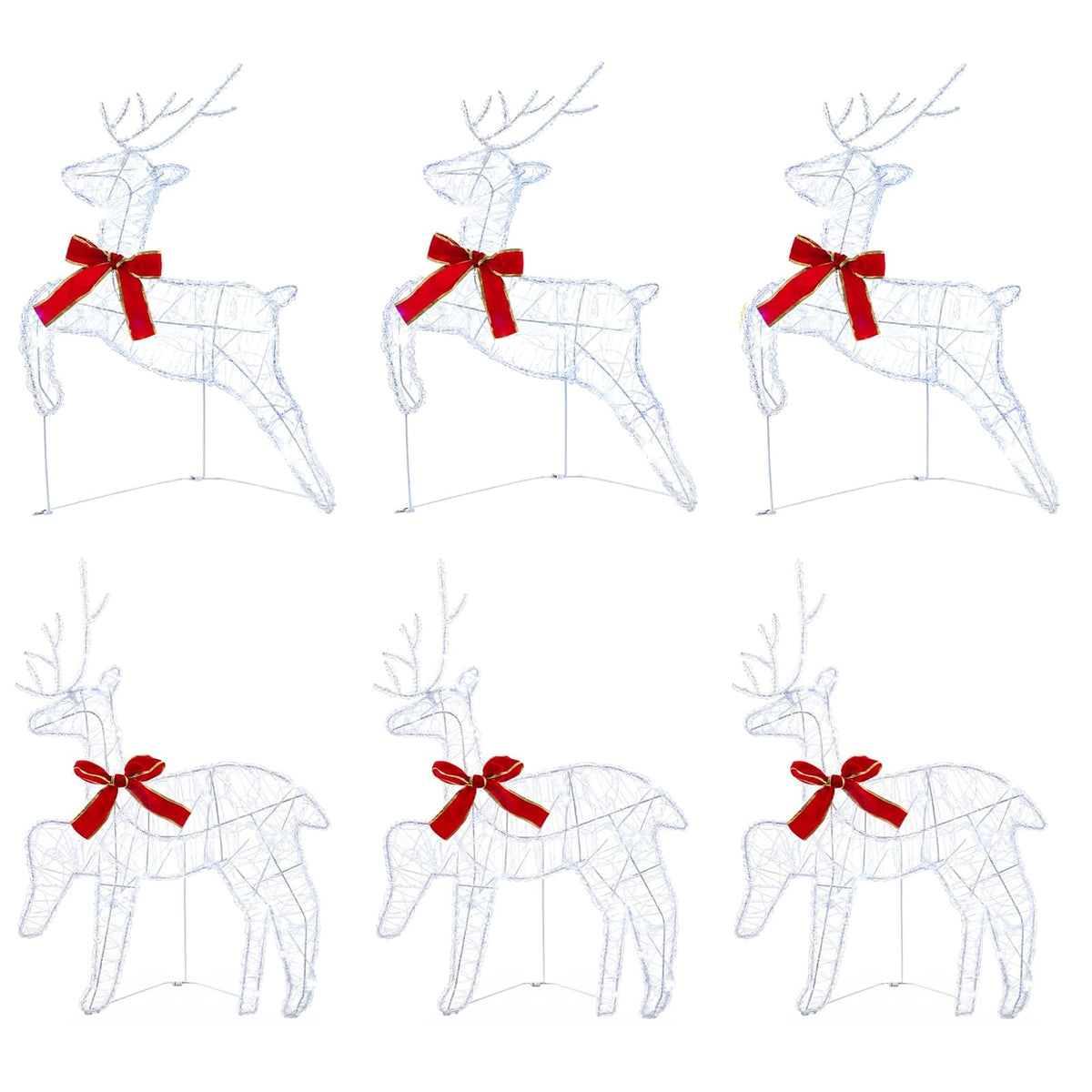 vidaXL Christmas Reindeer 6 pcs 80 LEDs Cold White 43 x 19 x 65 cm