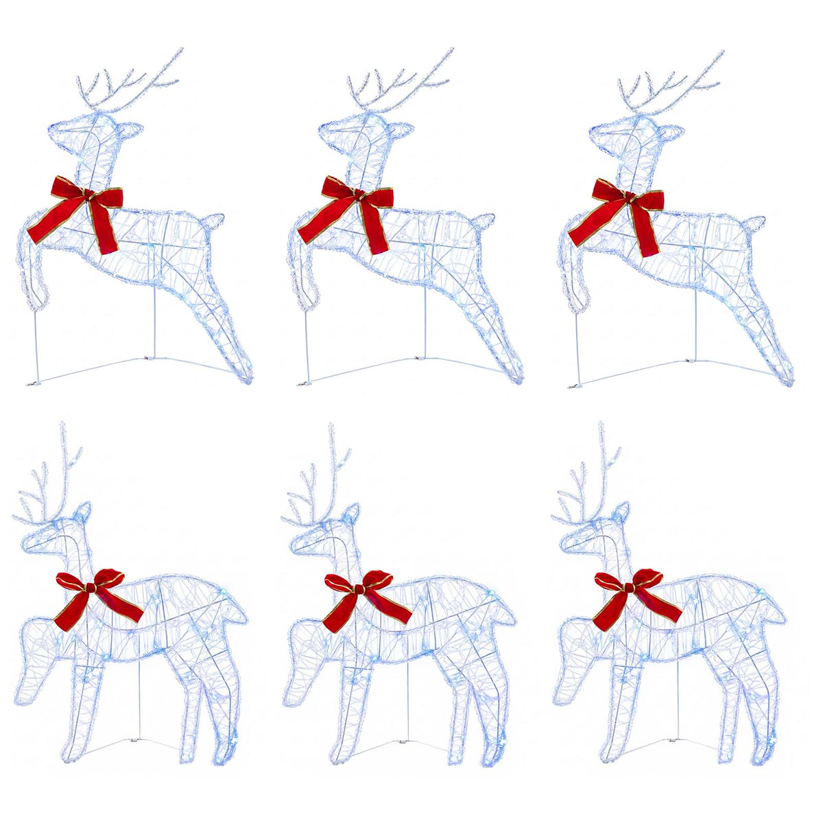 vidaXL Christmas Reindeer 6 pcs 80 LEDs Blue 43 x 19 x 65 cm