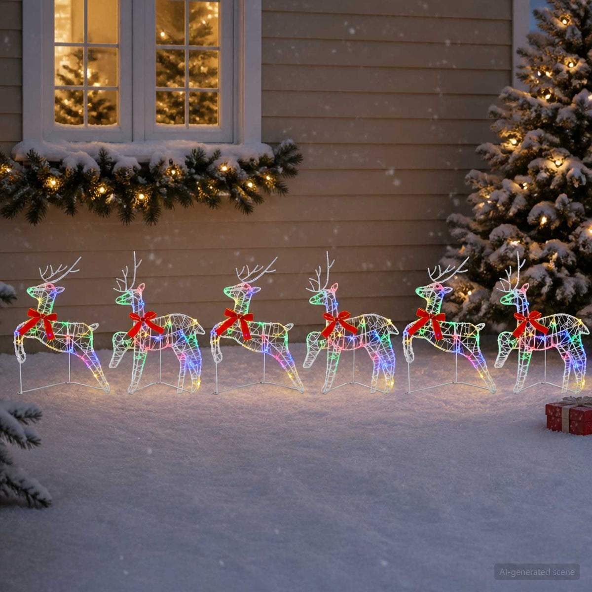 vidaXL Christmas Reindeer 6 pcs 80 LEDs Multicolour 43 x 19 x 65 cm