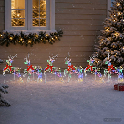 vidaXL Christmas Reindeer 6 pcs 80 LEDs Multicolour 43 x 19 x 65 cm