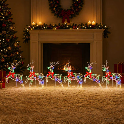 vidaXL Christmas Reindeer 6 pcs 80 LEDs Multicolour 43 x 19 x 65 cm