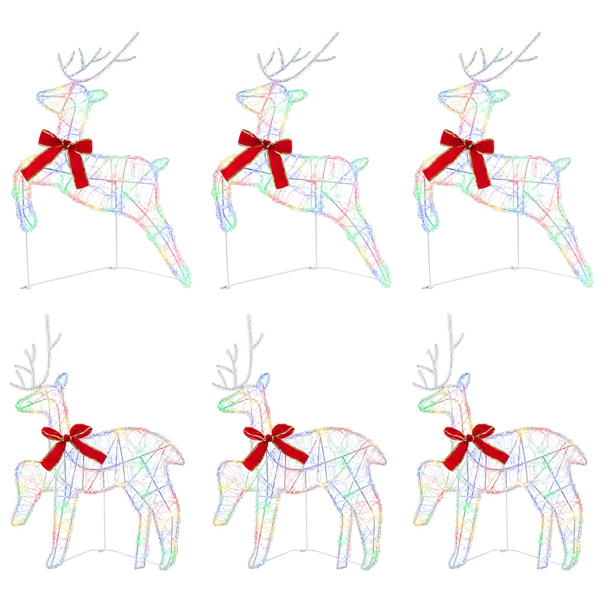 vidaXL Christmas Reindeer 6 pcs 80 LEDs Multicolour 43 x 19 x 65 cm