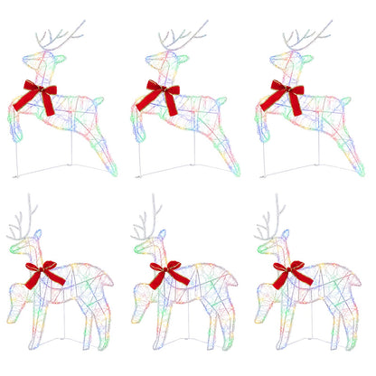 vidaXL Christmas Reindeer 6 pcs 80 LEDs Multicolour 43 x 19 x 65 cm