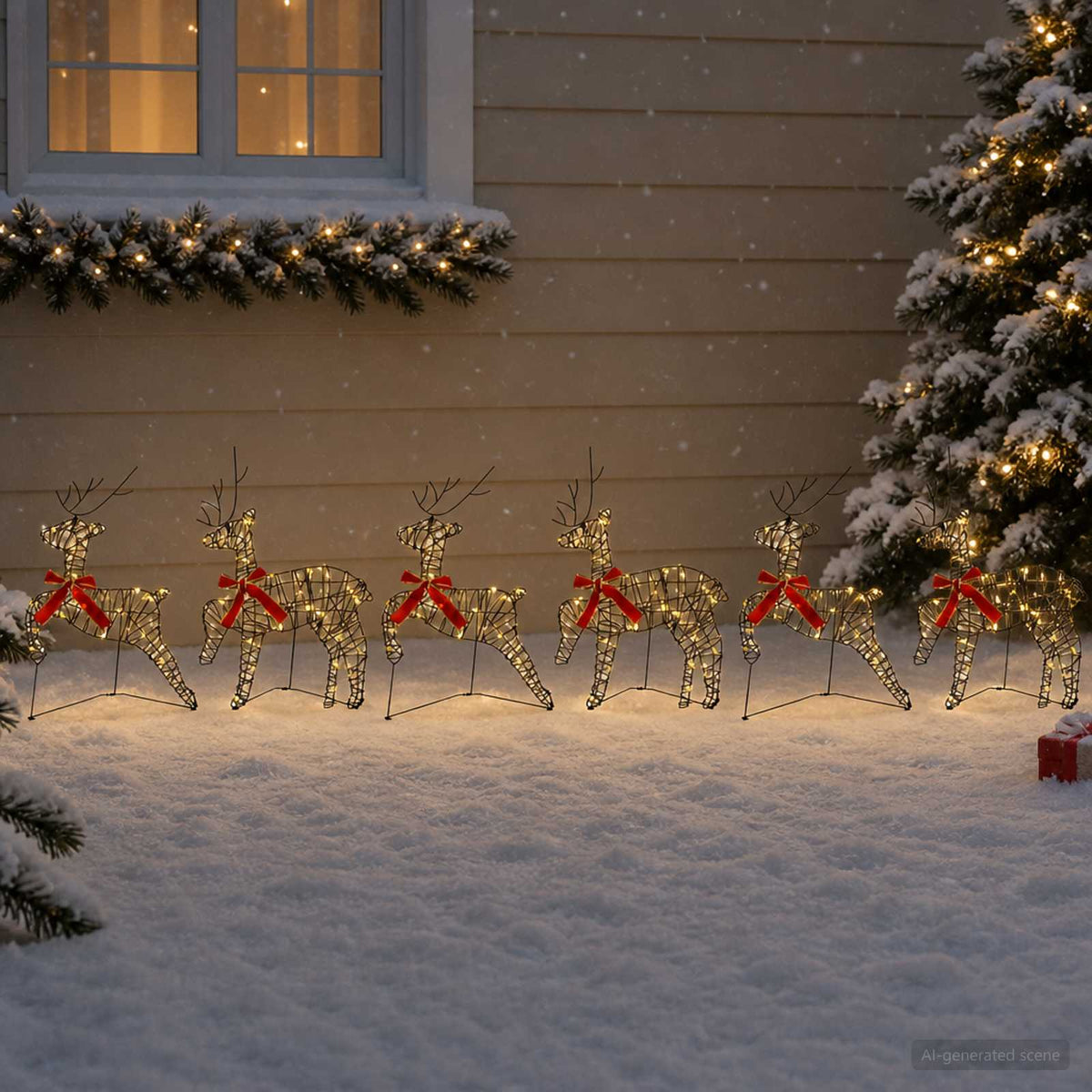 vidaXL Christmas Reindeer 6 pcs 80 LEDs Warm White 43 x 19 x 65 cm