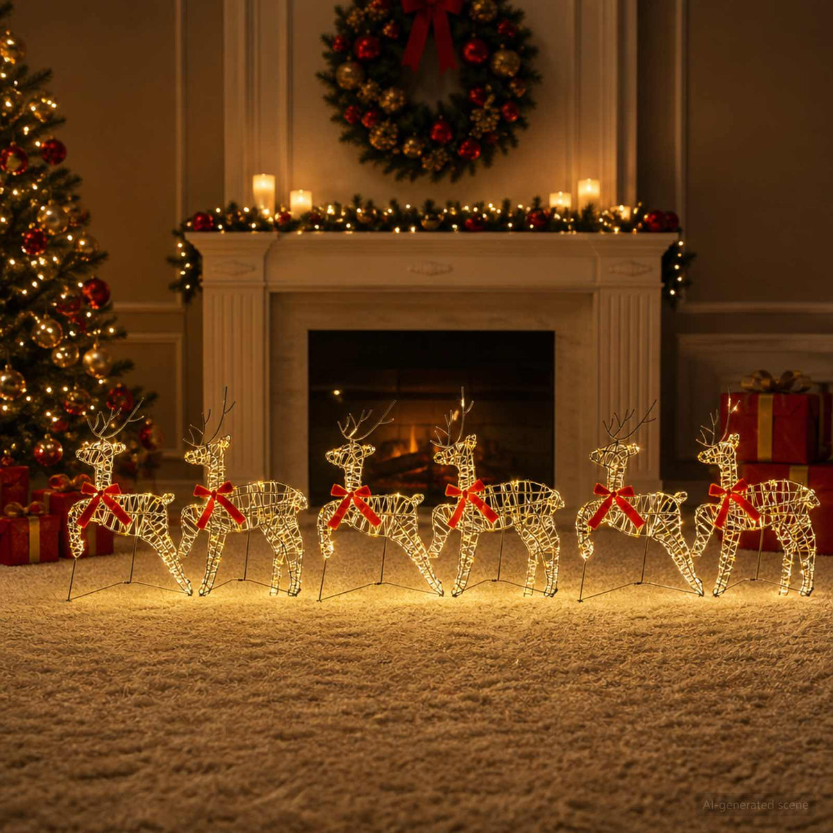 vidaXL Christmas Reindeer 6 pcs 80 LEDs Warm White 43 x 19 x 65 cm