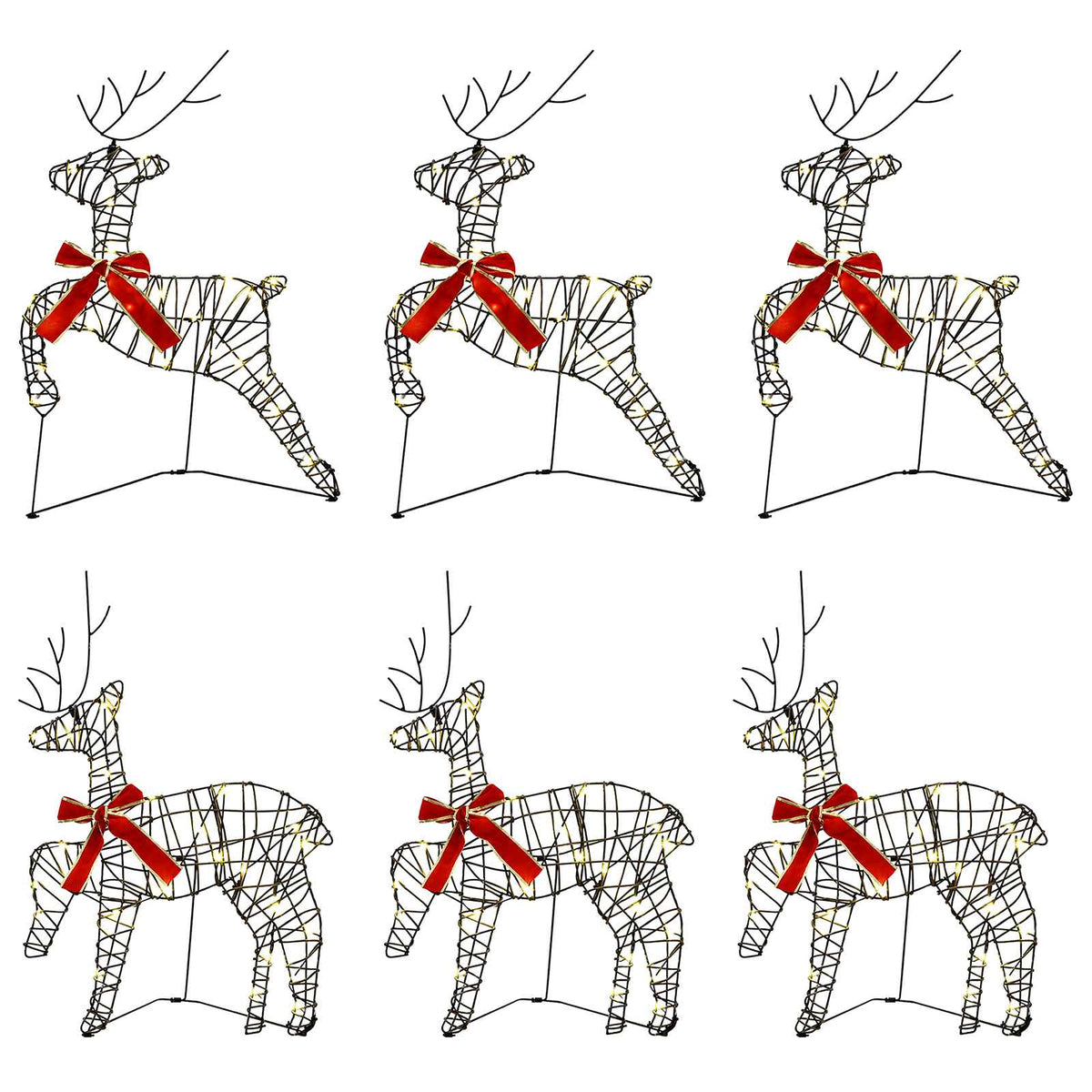 vidaXL Christmas Reindeer 6 pcs 80 LEDs Warm White 43 x 19 x 65 cm