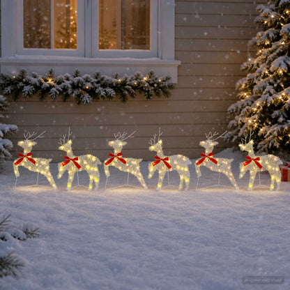 vidaXL Christmas Reindeer 6 pcs 80 LEDs Warm White 43 x 19 x 65 cm