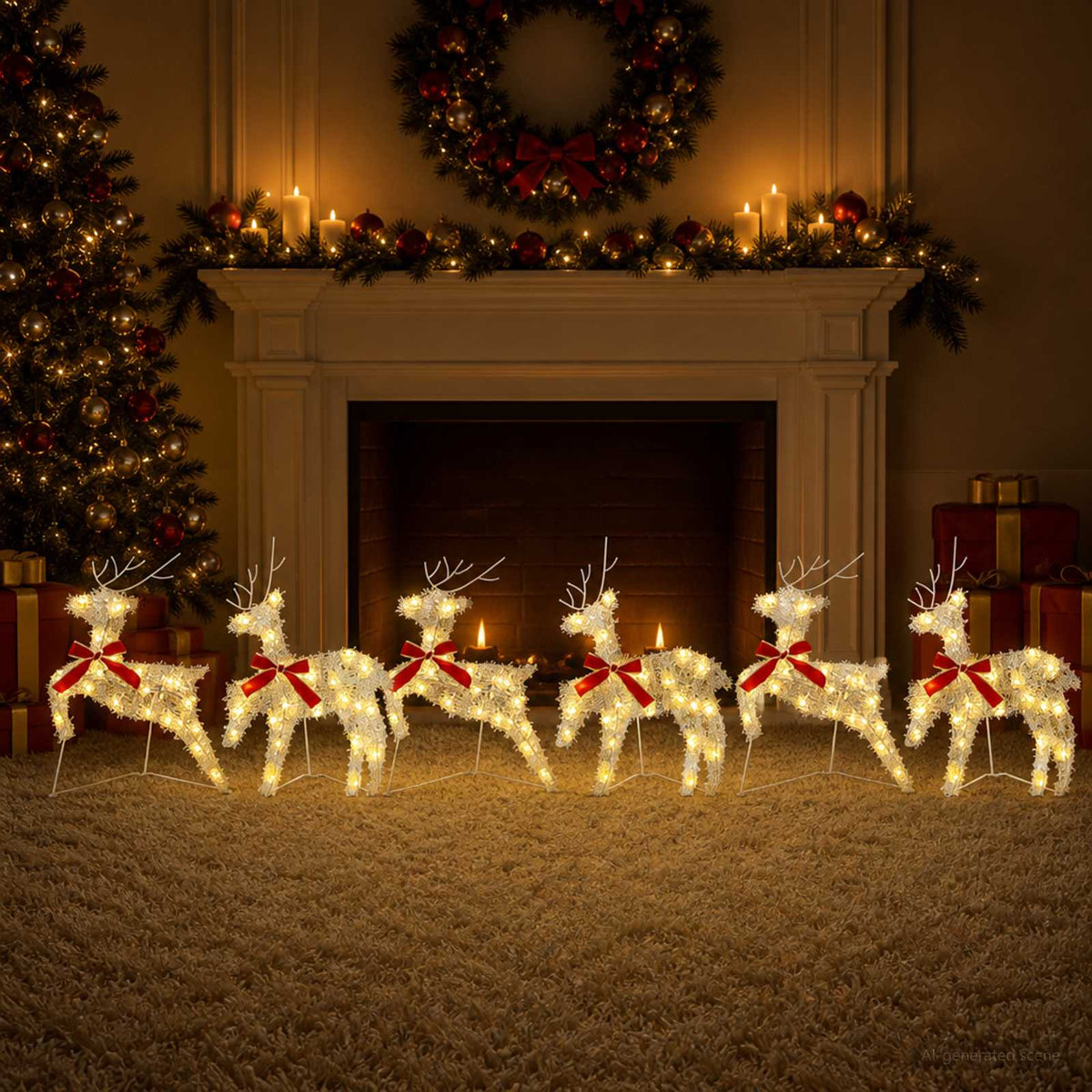 vidaXL Christmas Reindeer 6 pcs 80 LEDs Warm White 43 x 19 x 65 cm