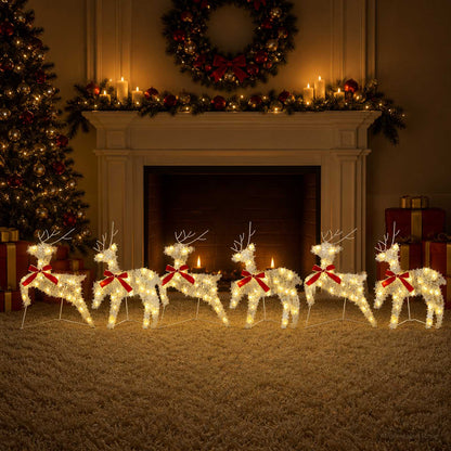 vidaXL Christmas Reindeer 6 pcs 80 LEDs Warm White 43 x 19 x 65 cm