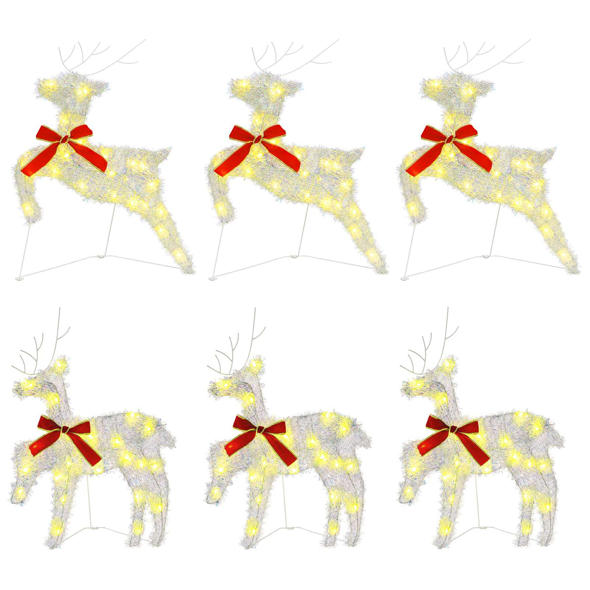 vidaXL Christmas Reindeer 6 pcs 80 LEDs Warm White 43 x 19 x 65 cm
