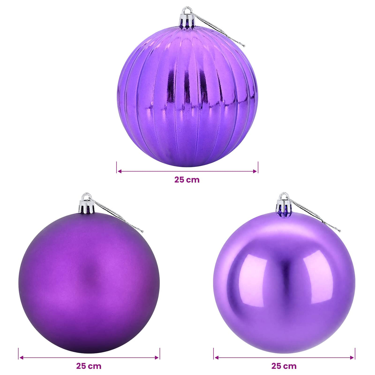 vidaXL Christmas Ball Set XXL 3 pcs Lilac Ø 25 cm Plastic