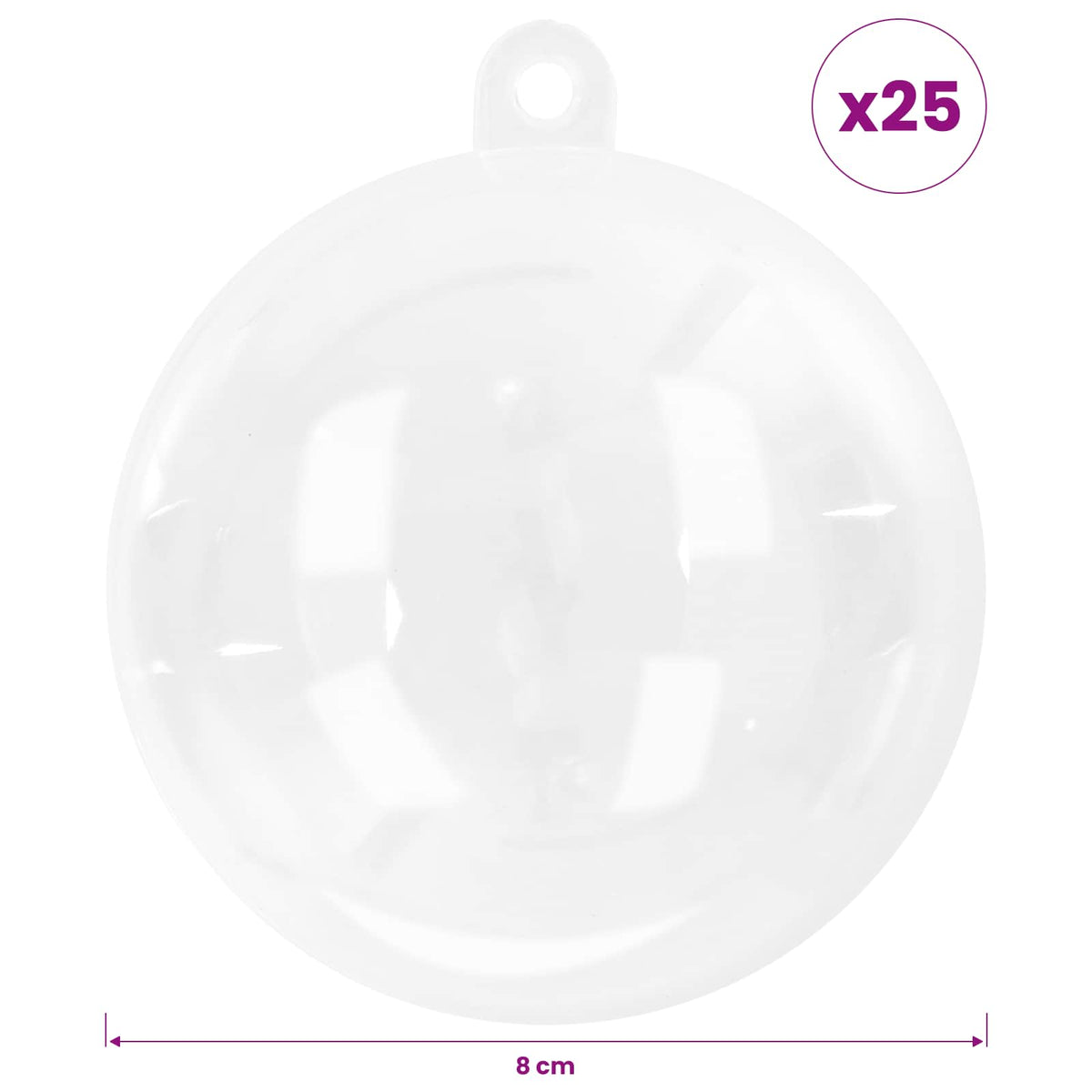 vidaXL Christmas Ball Set 25 pcs Transparent Dia. 8 cm Plastic