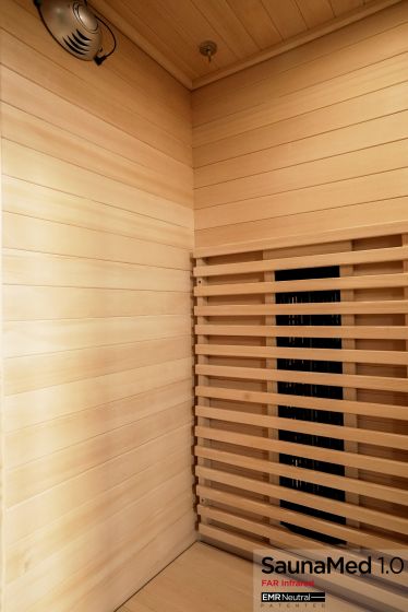 SaunaMed 2 Person Classic Hemlock FAR Infrared Domestic Indoor Sauna 13A Plug & Play