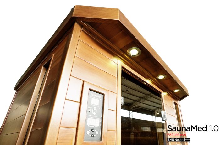 SaunaMed 3 Person Luxury Cedar FAR Infrared Domestic Indoor Sauna - EMR Neutral - 13A Plug & Play