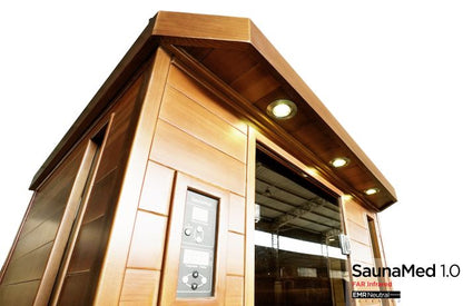 SaunaMed 3 Person Luxury Cedar FAR Infrared Domestic Indoor Sauna - EMR Neutral - 13A Plug & Play