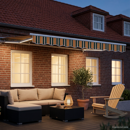 vidaXL Manual Awning Frame with LEDs Green, Yellow and White 3 x 2 m