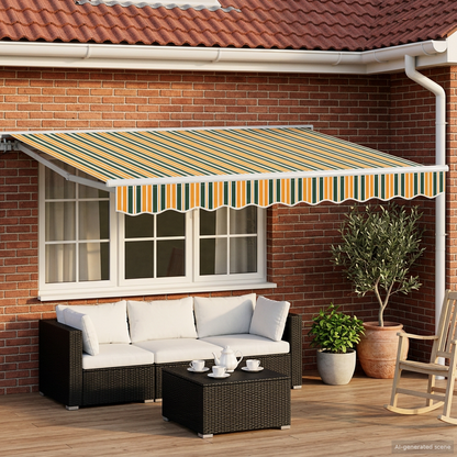 vidaXL Electric Retractable Awning Green, Yellow and White 3 x 2 m
