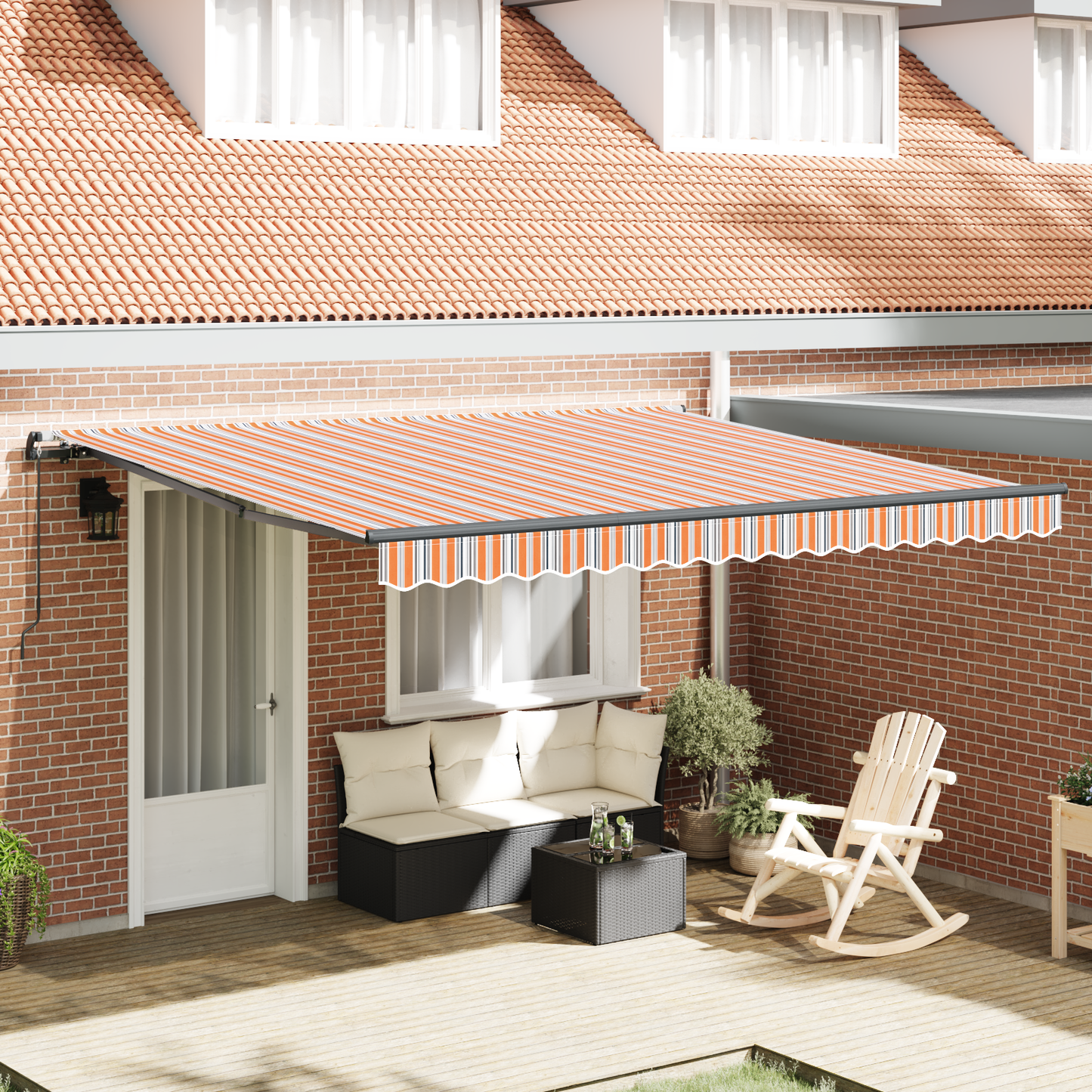 vidaXL Retractable Awning Multicolour 400 x 350 cm