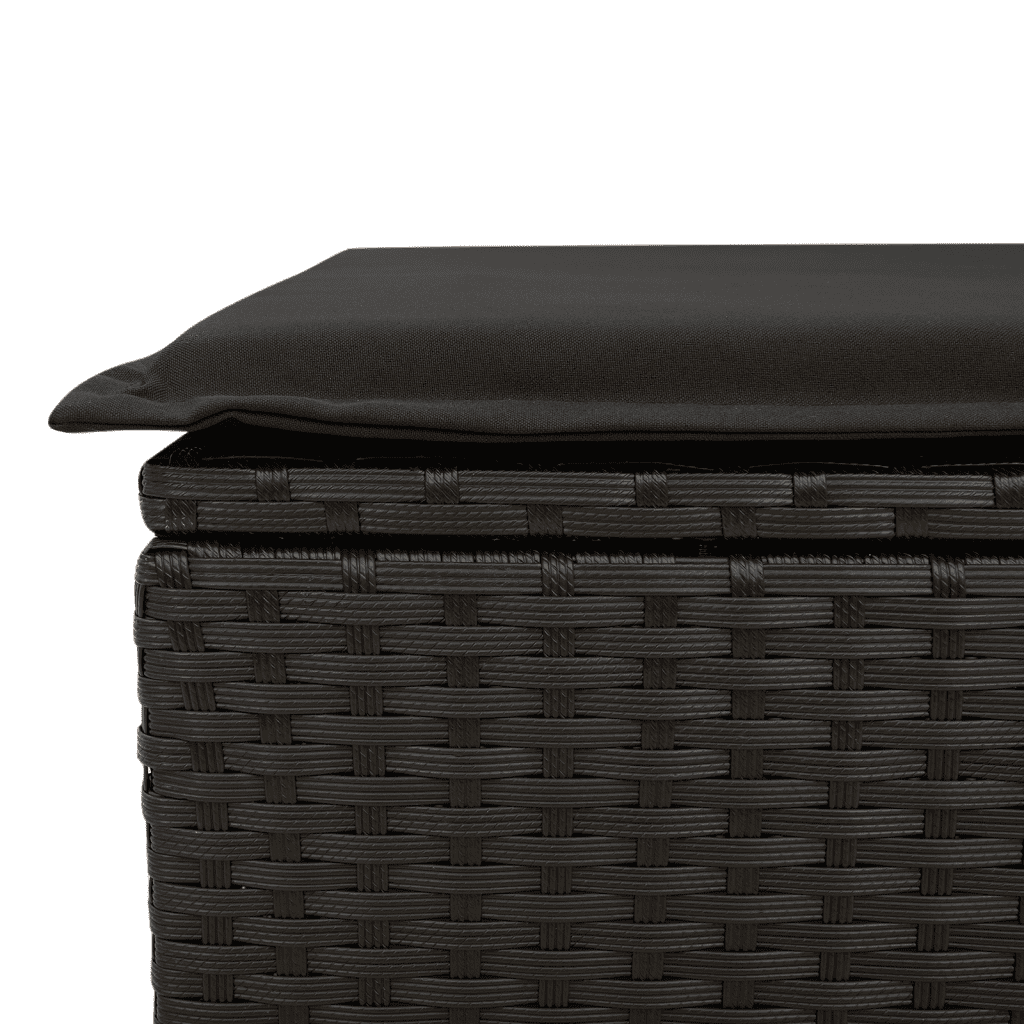 vidaXL 11 Piece Garden Dining Set with Cushions Black Poly Rattan
