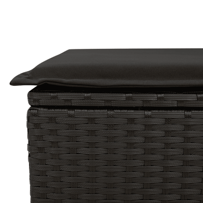vidaXL 11 Piece Garden Dining Set with Cushions Black Poly Rattan