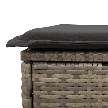 vidaXL 11 Piece Garden Dining Set with Cushions Grey Poly Rattan