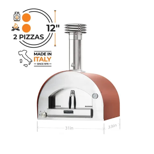 Fontana Margherita Rosso Build-In Wood Pizza Oven