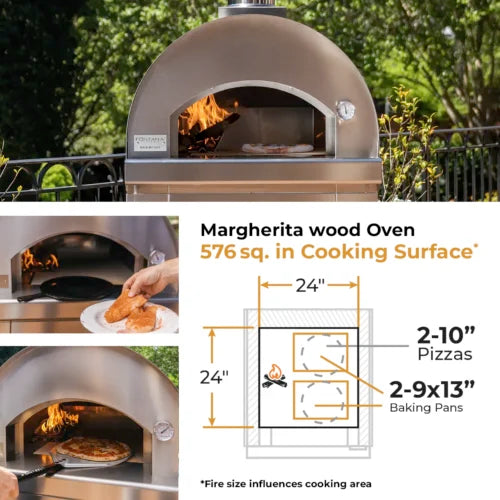 Fontana Margherita Rosso Build-In Wood Pizza Oven