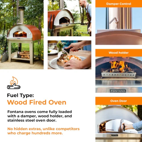 Fontana Margherita Anthracite Build-In Wood Pizza Oven