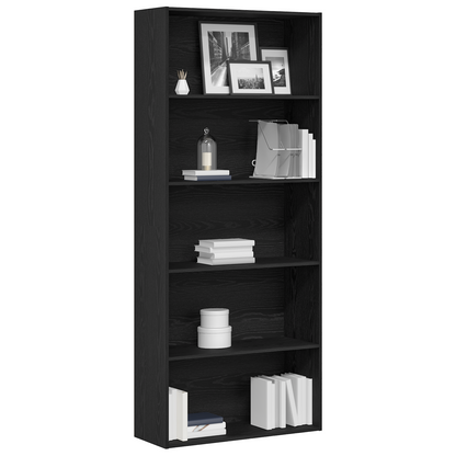 vidaXL Book Cabinet Black Oak 80x30x189 cm Engineered Wood