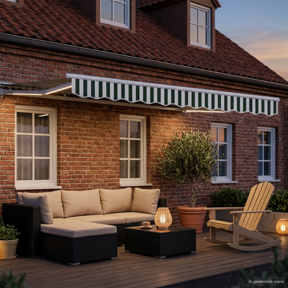 vidaXL Manual Awning Frame with LEDs Green and White 2.5 x 2 m