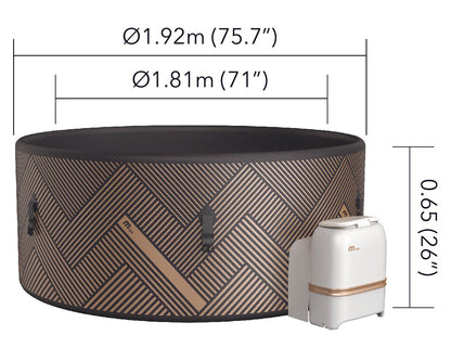 MSpa FRAME MONO-ECO Round DWF Bubble Spa - 8 Bathers, Eco Package, UVC+, without Ozone, CE All Year Round Use Indoor-Outdoor Includes Accessories - DIY Setup