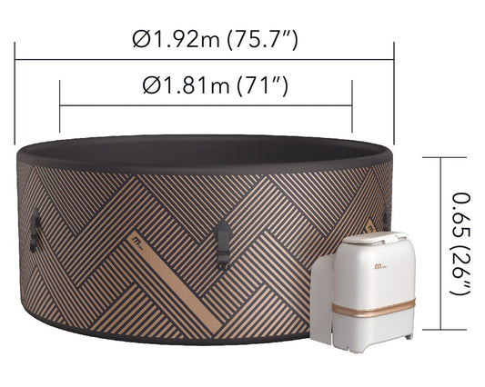 MSpa FRAME MONO-ECO Round DWF Bubble Spa - 8 Bathers, Eco Package, UVC+, without Ozone, CE All Year Round Use Indoor-Outdoor Includes Accessories - DIY Setup