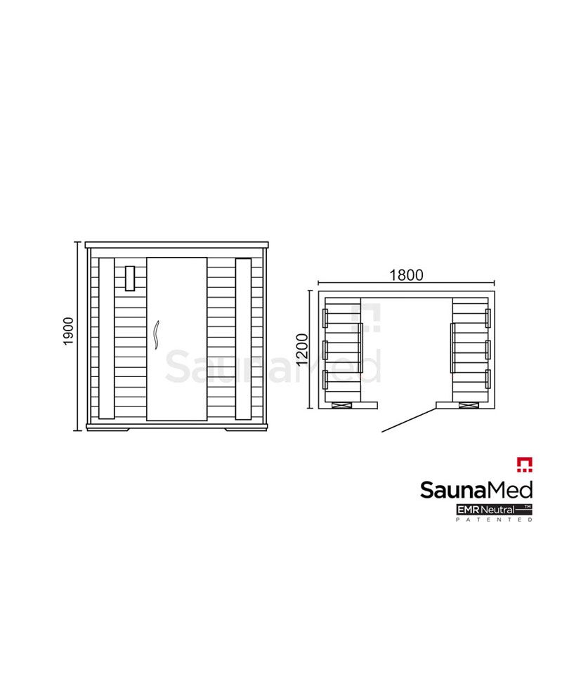 SaunaMed 4 Person Classic Hemlock FAR Infrared Domestic Indoor Sauna - EMR Neutral - 13A Plug & Play